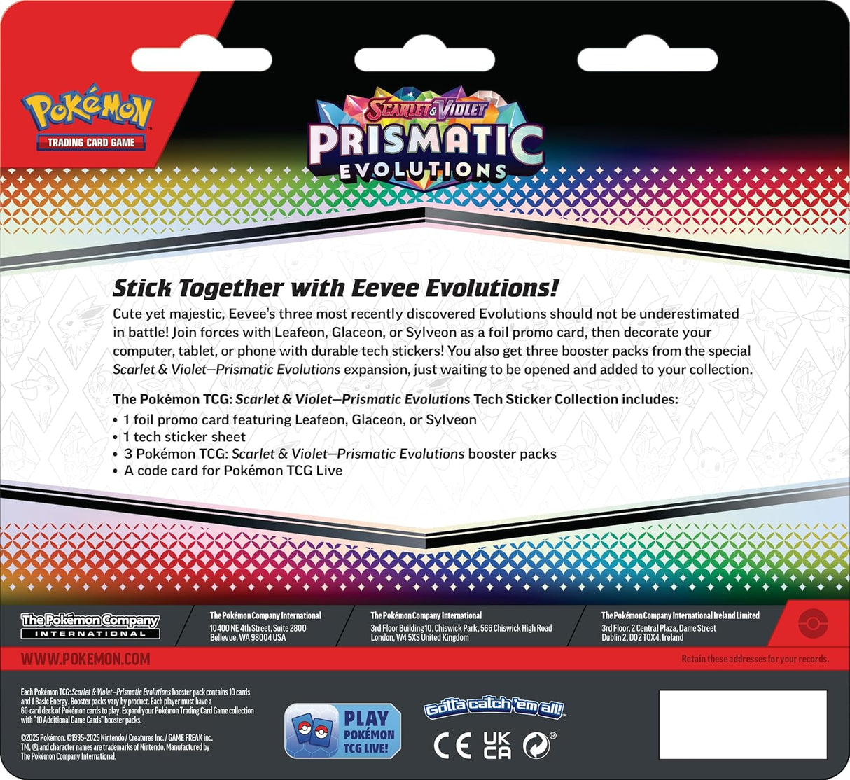 Pokemon SV8.5 Scarlet and Violet Prismatic Evolutions Tech Sticker Collection | Glaceon