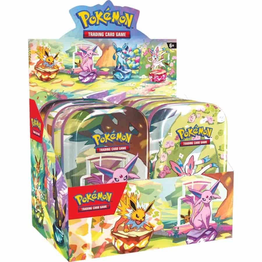 Pokemon TCG Scarlet & Violet Prismatic Evolutions Mini Tin Display