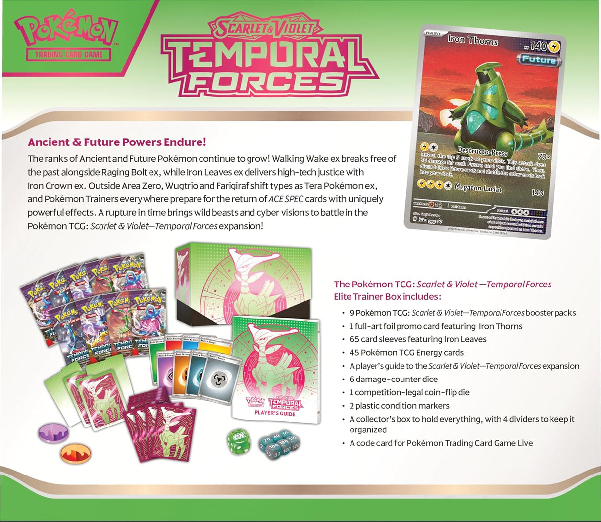 Pokemon Scarlet & Violet Temporal Forces Elite Trainer Box | Iron Leaves