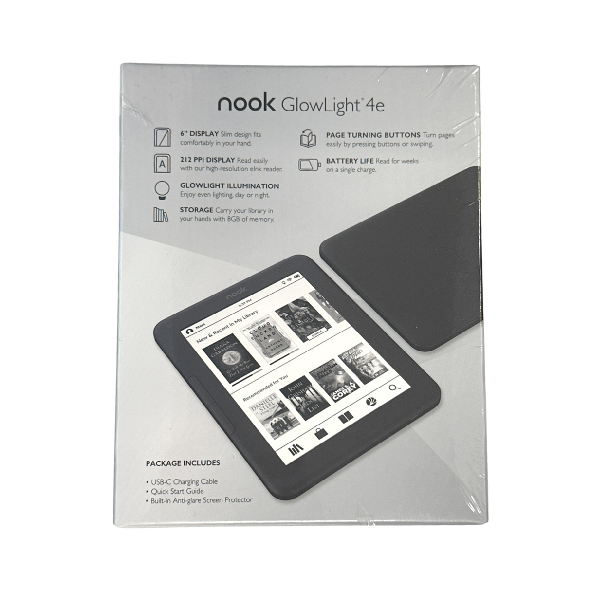 Barnes & Noble NOOK Glowlight 4e eReader | 6" Touchscreen | 8GB | Black | BNRV1000 (Open Box, Like New)