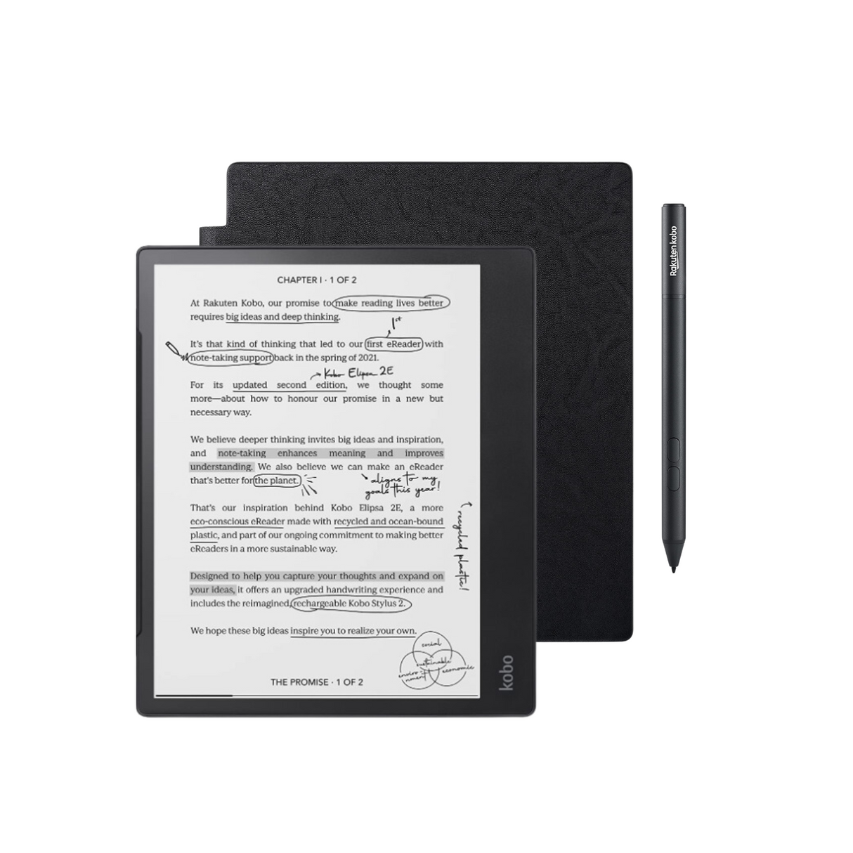 Kobo Elipsa 2E - 10.3" 32GB eReader - Bundle with SleepCover (Black)