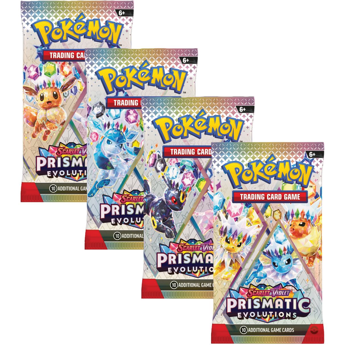 Pokemon SV8.5 Scarlet and Violet Prismatic Evolutions Art Bundle (4 Booster Packs)