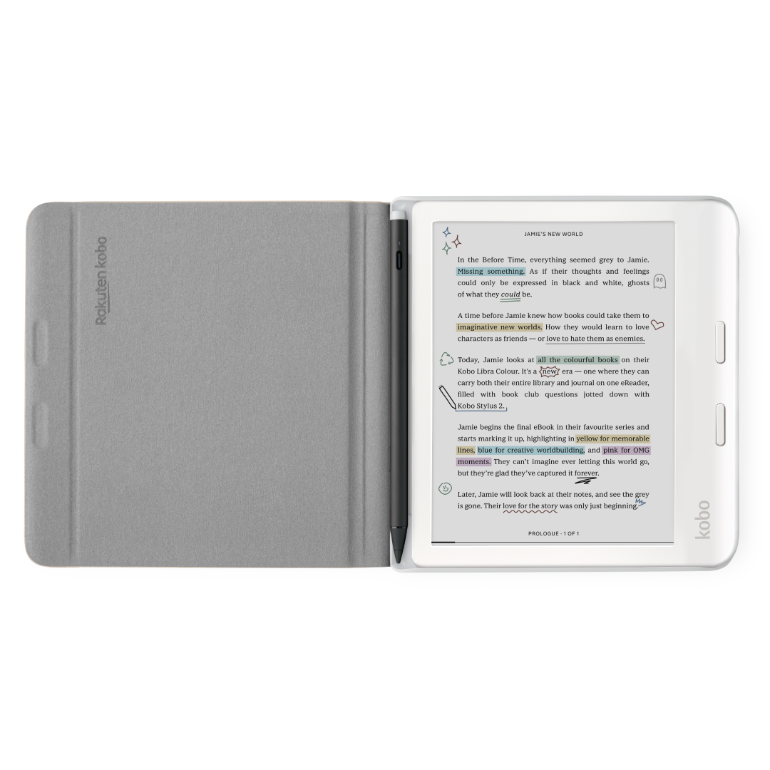 Kobo Libra Colour Notebook SleepCover Case - Sleep/Wake Technology - Built-In 2-Way Stand - Vegan Leather