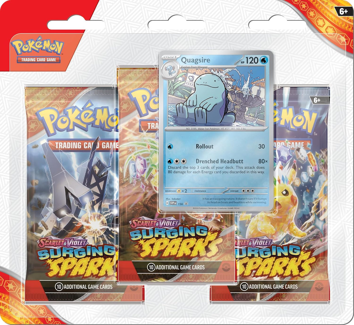 Pokemon Scarlet & Violet Surging Sparks 3-Pack Blister | Quagsire