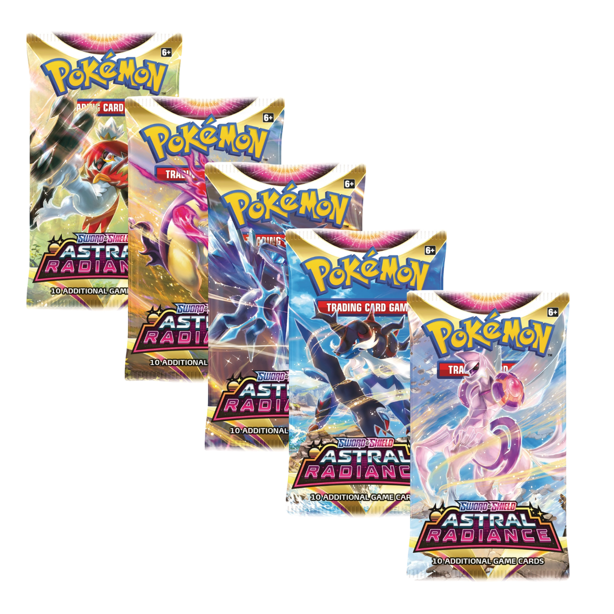 Pokemon SS10 Sword and Shield Astral Radiance Art Set | 5 Booster Packs (One of Each Artwork)