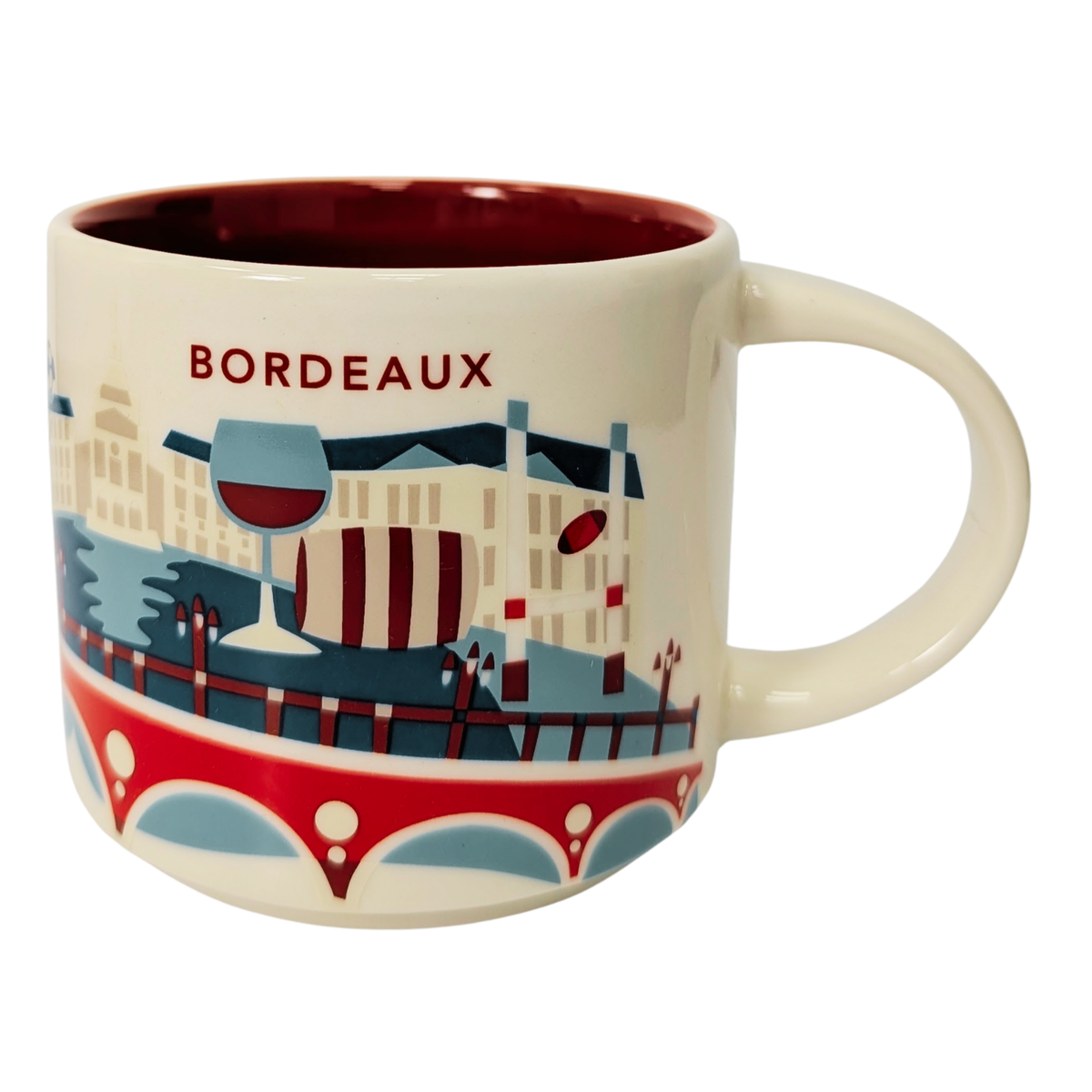 Starbucks You Are Here Series Bordeaux Ceramic Mug, 14 Oz