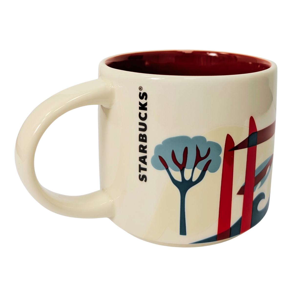Starbucks You Are Here Series Bordeaux Ceramic Mug, 14 Oz