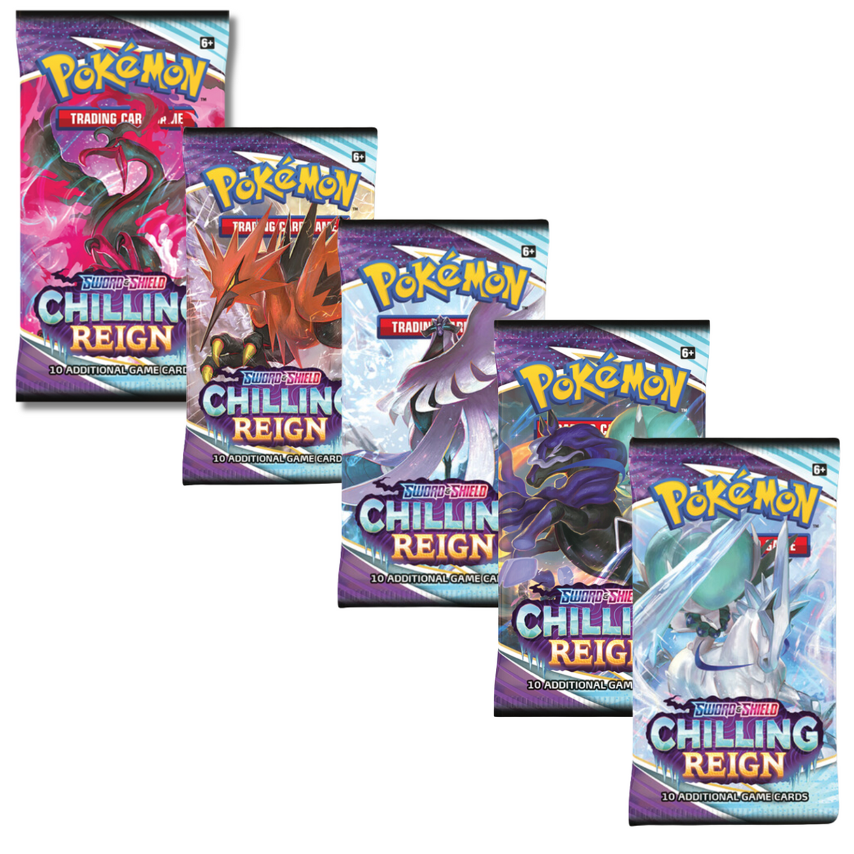 Pokemon Sword & Shield Chilling Reign | 5 Booster Packs (One of Each Artwork)