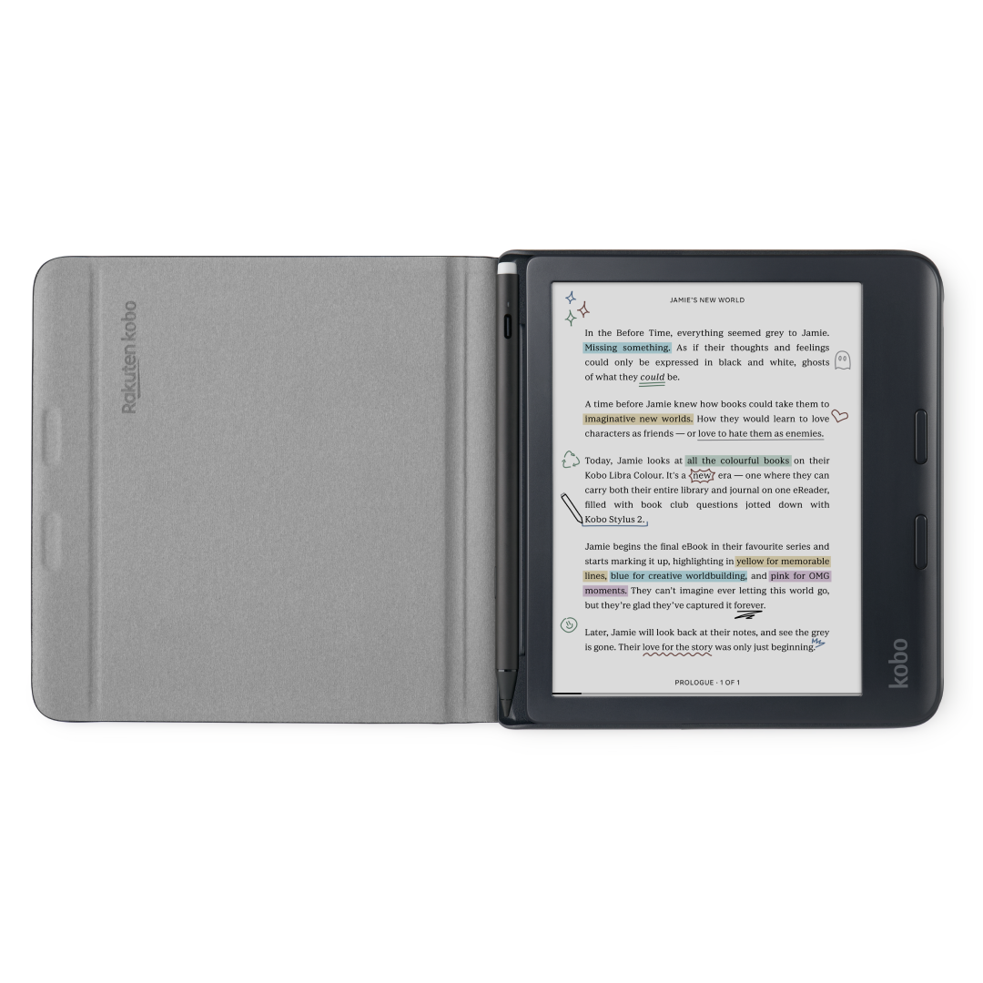 Kobo Libra Colour Notebook SleepCover Case - Sleep/Wake Technology - Built-In 2-Way Stand - Vegan Leather