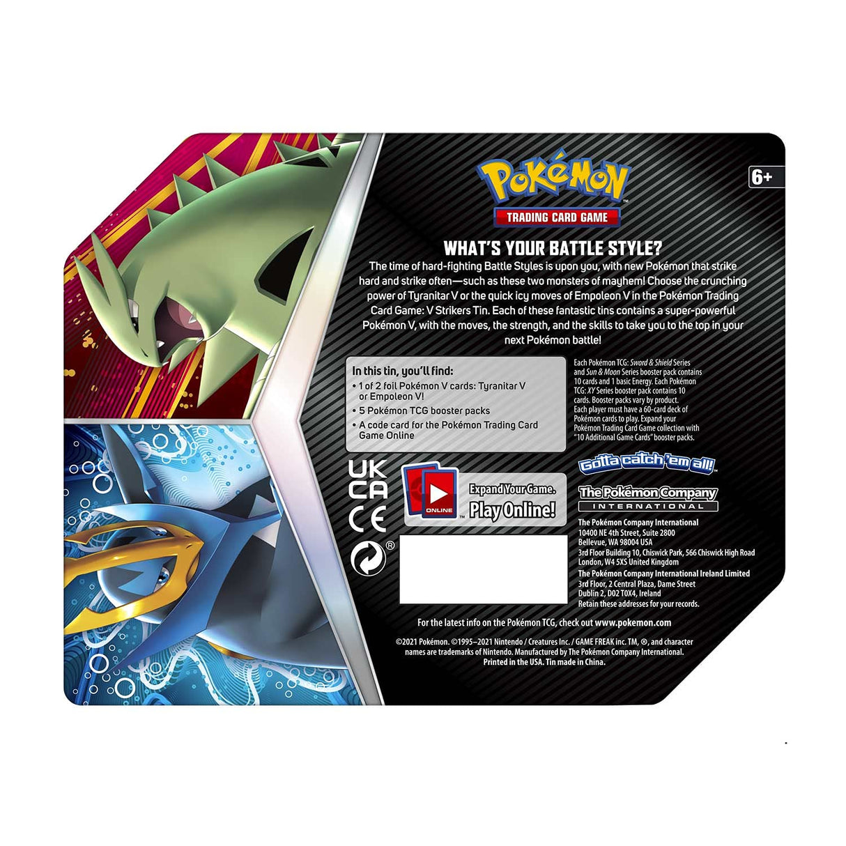 Pokemon TCG: V Strikers Tin - Tyranitar V