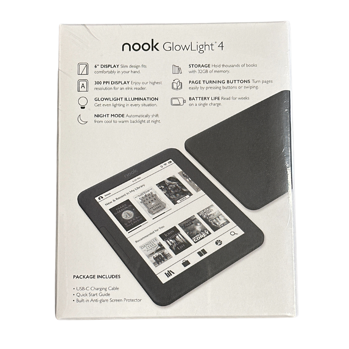 Barnes & Noble NOOK Glowlight 4 eReader | 6" Touchscreen | 32GB | Black | BNRV1100 (Like New, Open Box)