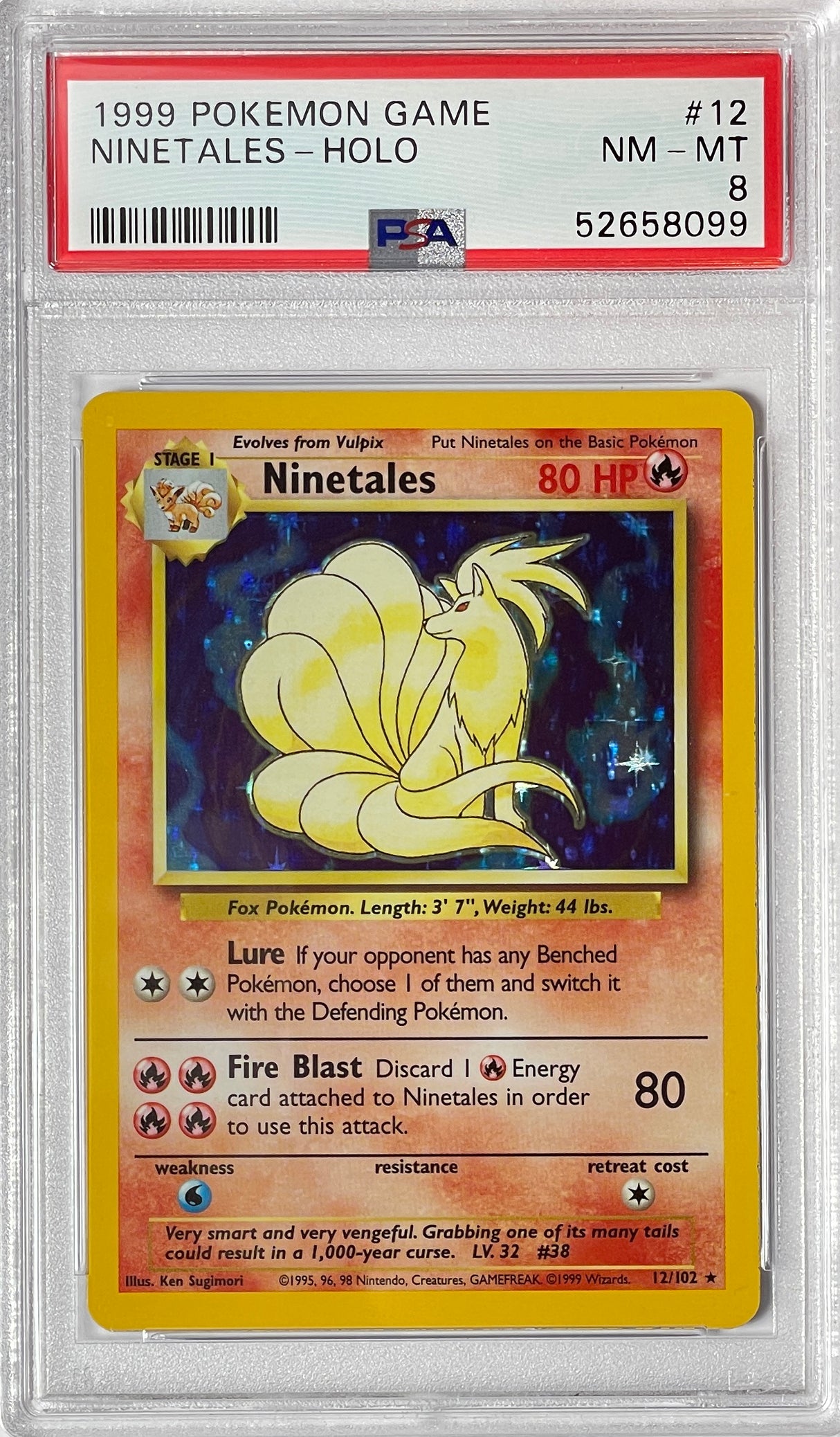 Pokemon 1999 Base Set 1st Edition Ninetales 12/102 PSA 8 NM-MT (Graded Card)