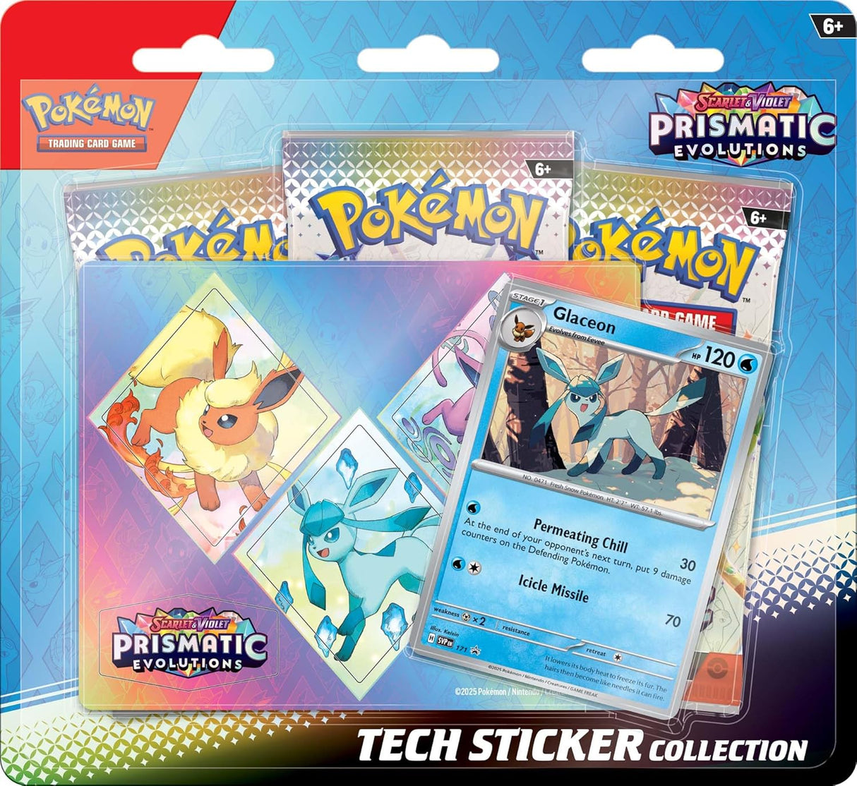 Pokemon SV8.5 Scarlet and Violet Prismatic Evolutions Tech Sticker Collection | One of Each (Bundle)