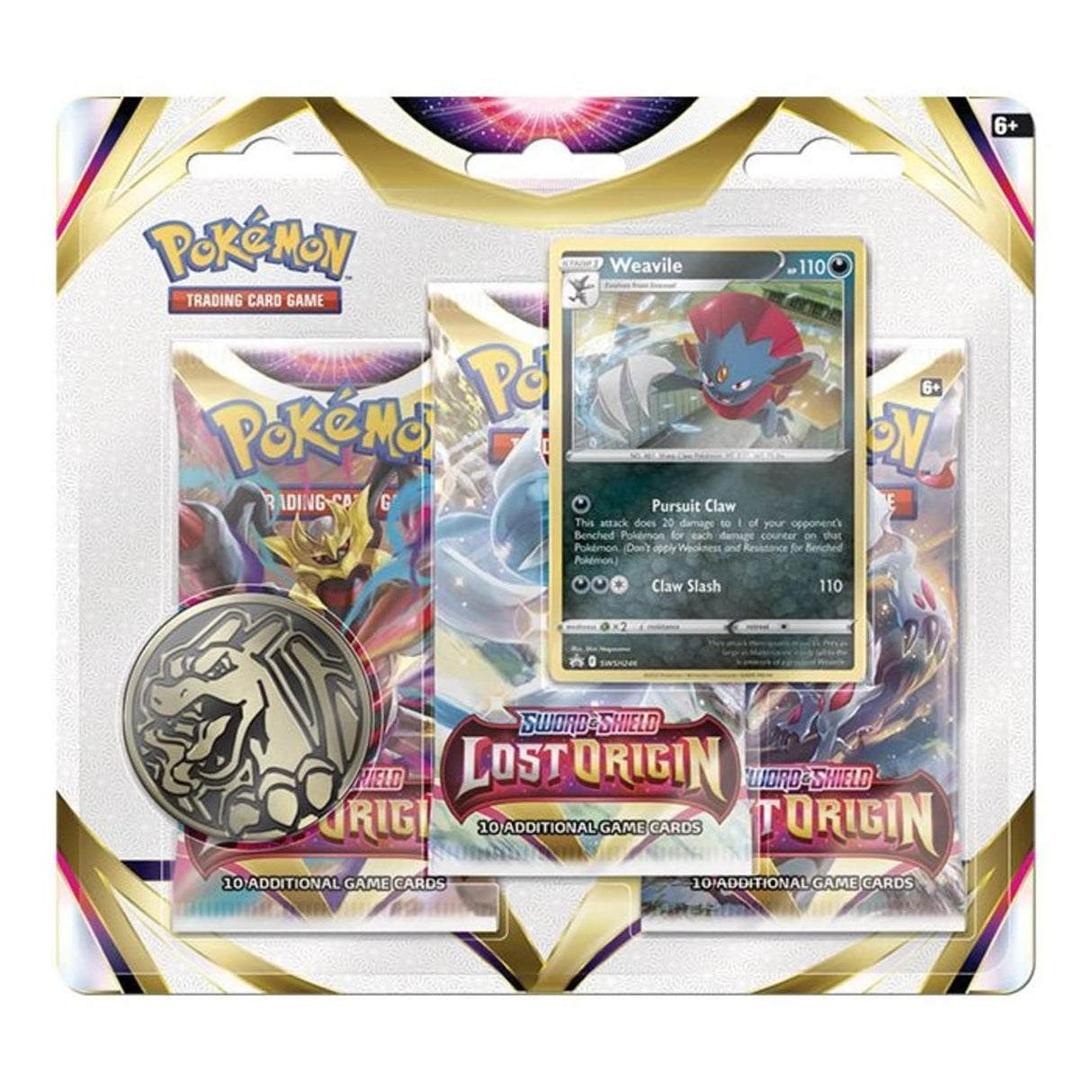 POKEMON TCG: 3 Pack Blister - Sword and Shield Lost Origin (Random Promo)