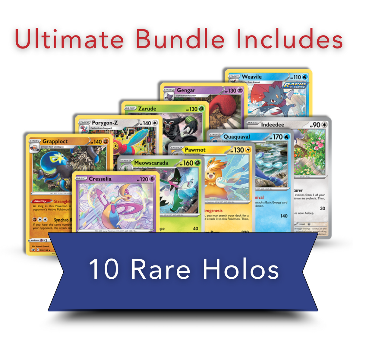 Exclusive Ultimate Bundle | 100 Genuine Cards | Includes 1 Guaranteed Ultra Rare: Legendary, VSTAR, VMAX, V, GX, or EX | Plus 10 Holos or Rares | BlueProton Deck Box compatible with trading cards