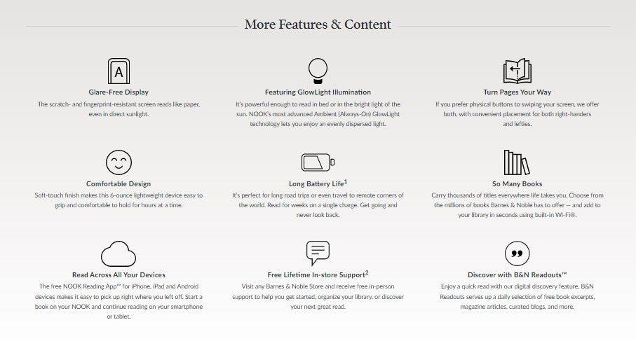 Barnes & Noble NOOK Glowlight 4e eReader | 6" Touchscreen | 8GB | Black | BNRV1000 (Open Box, Like New)