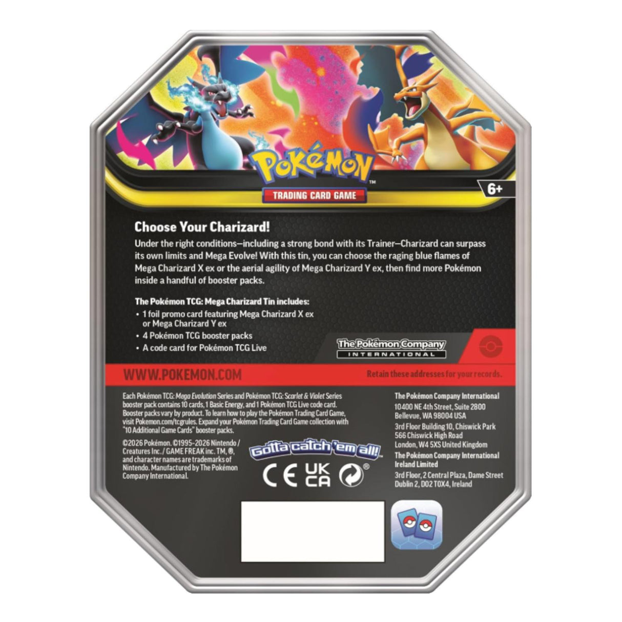 Pokemon TCG Mega Evolution Tin | Mega Charizard X ex