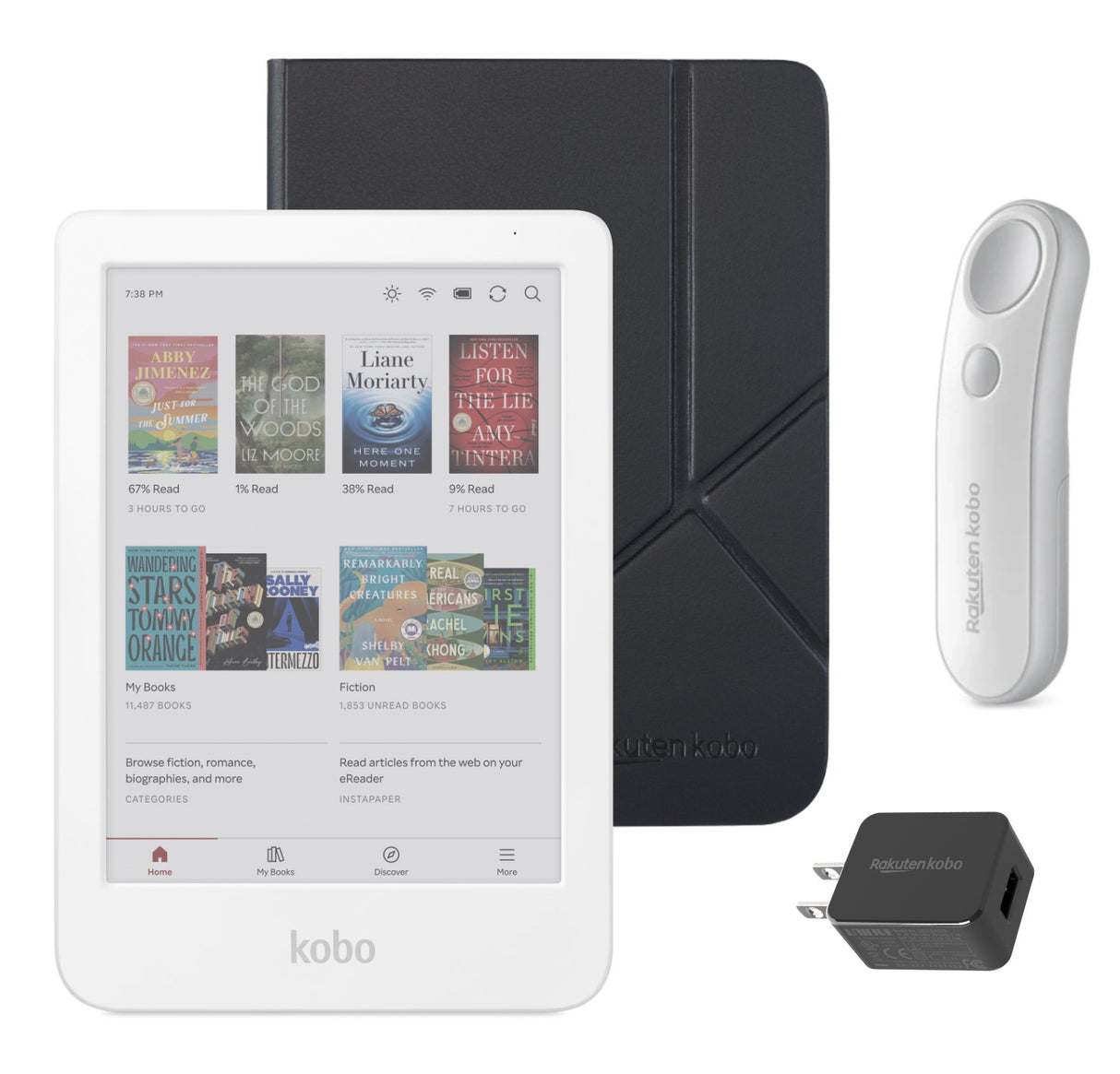 Kobo Clara Colour (White) eReader with SleepCover & White Remote Page Turner Bundle