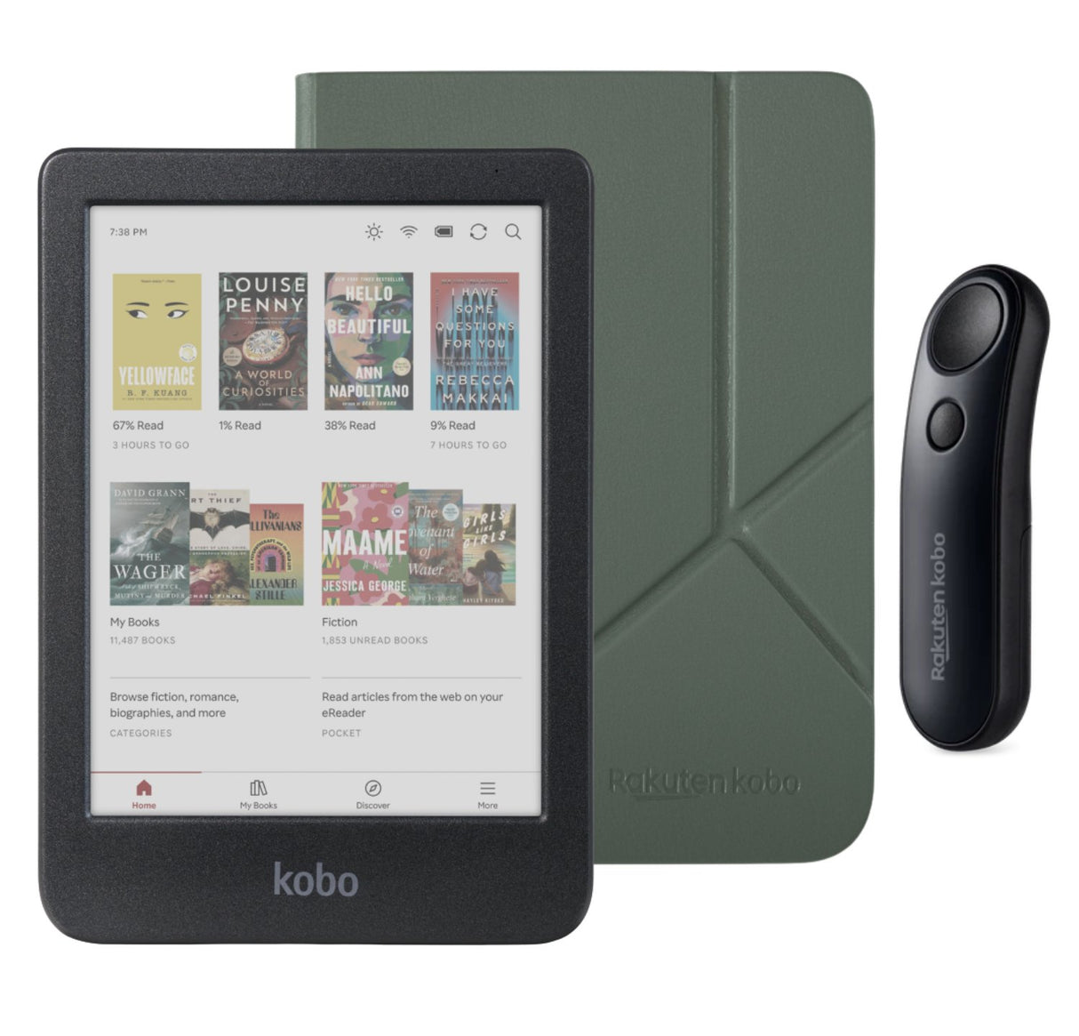 Kobo Clara Colour (Black) eReader with SleepCover & Black Remote Page Turner Bundle