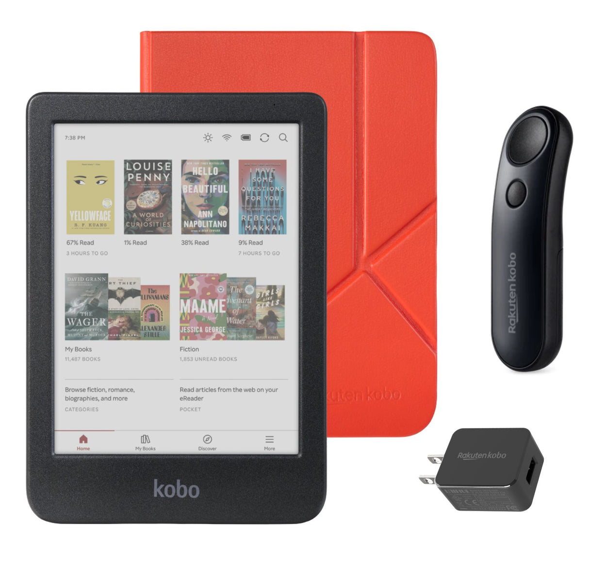 Kobo Clara Colour (Black) eReader with SleepCover & Black Remote Page Turner Bundle