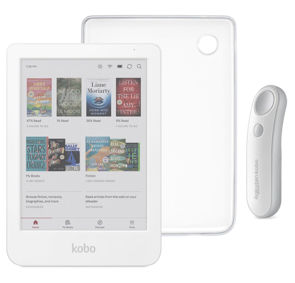 Kobo Clara Colour (White) eReader with SleepCover & White Remote Page Turner Bundle