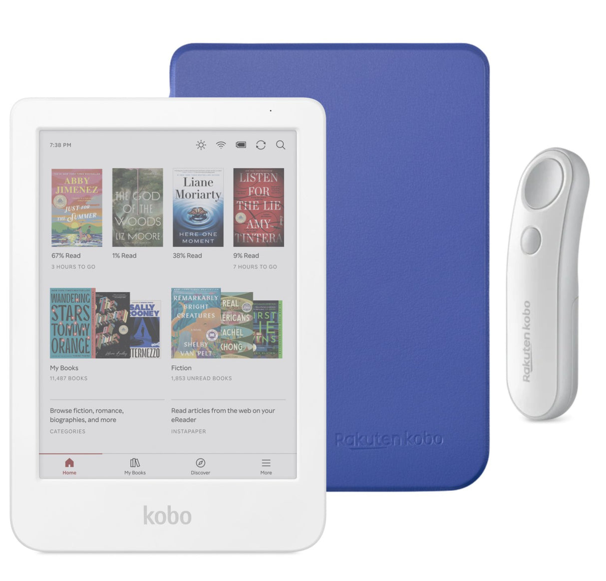 Kobo Clara Colour (White) eReader with SleepCover & White Remote Page Turner Bundle