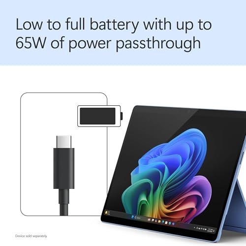 Microsoft Surface USB4 Dock – Gigabit Ethernet, USB C to 2xUSB-C/1xUSB-A/HDMI (65W Power Delivery) - Black