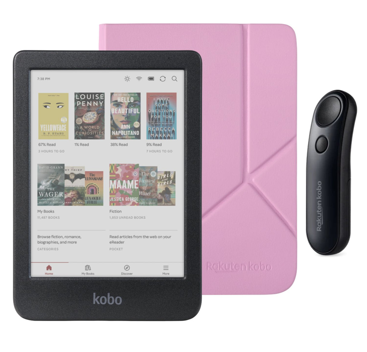 Kobo Clara Colour (Black) eReader with SleepCover & Black Remote Page Turner Bundle
