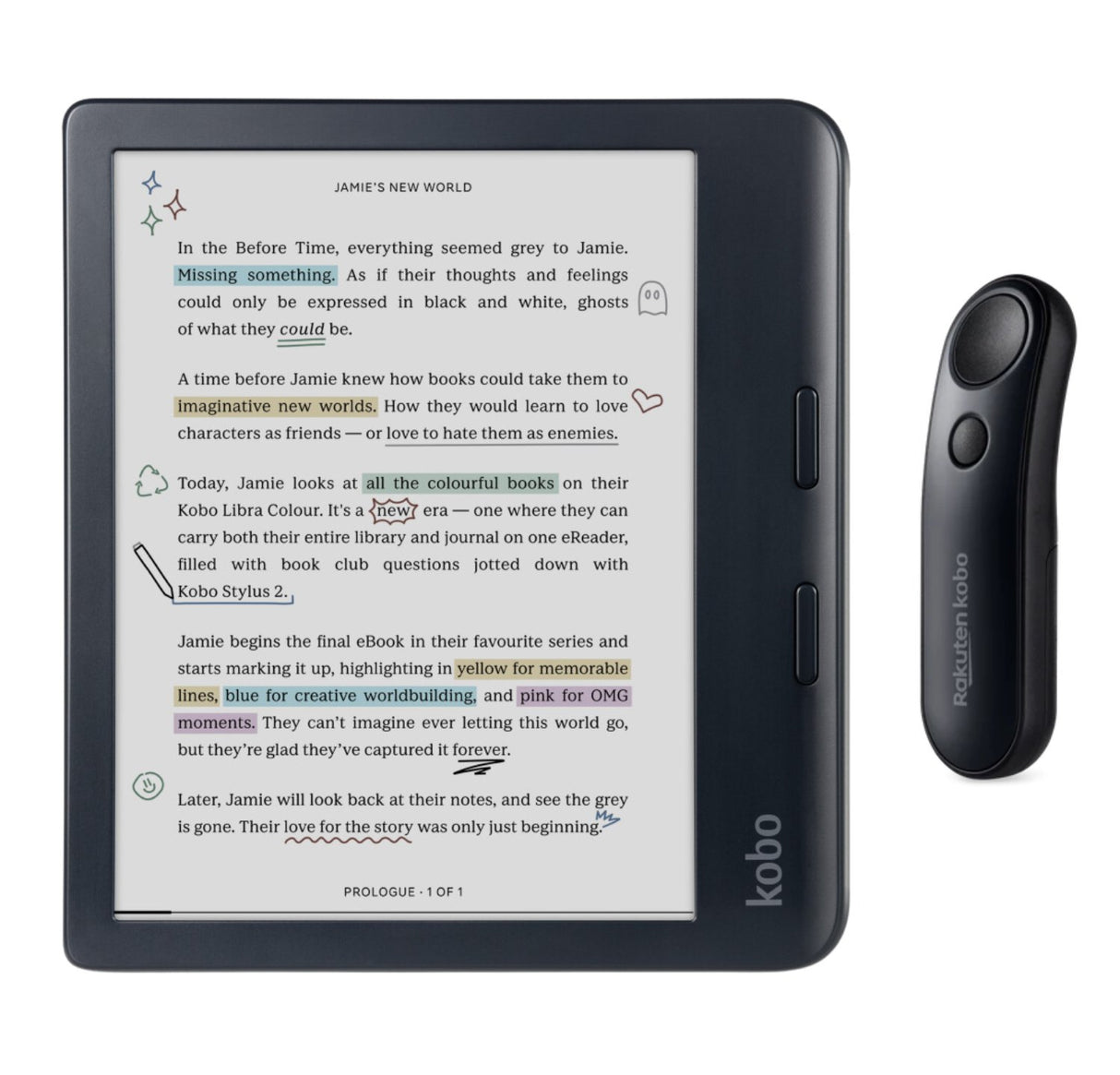Kobo Libra Colour (Black) eReader with Black Remote Bundle