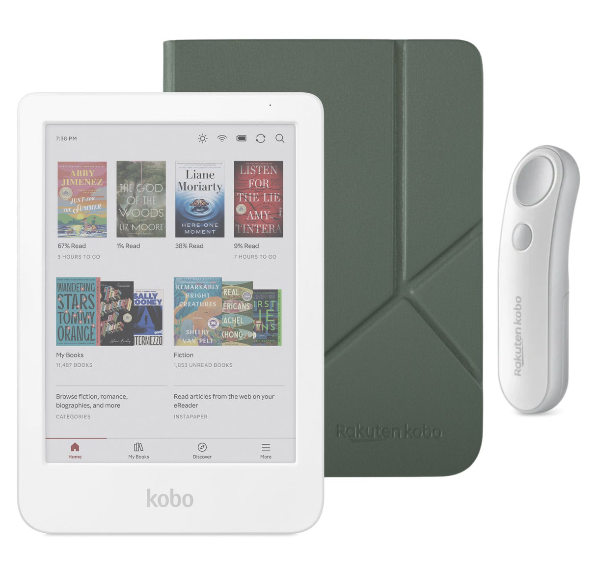 Kobo Clara Colour (White) eReader with SleepCover & White Remote Page Turner Bundle