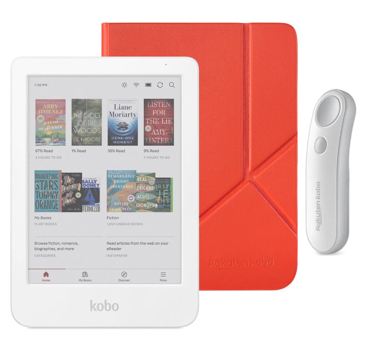 Kobo Clara Colour (White) eReader with SleepCover & White Remote Page Turner Bundle