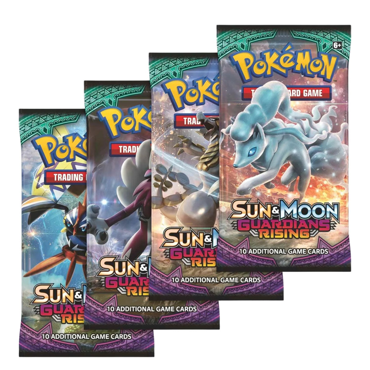 Pokemon SM2 Guardians Rising | 4 Booster Packs (One of Each Artwork)
