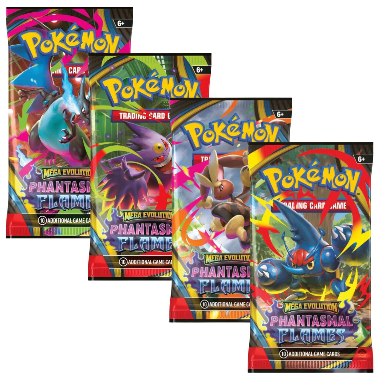 Pokemon ME2 Phantasmal Flames | 4 Booster Packs (One of Each Artwork)