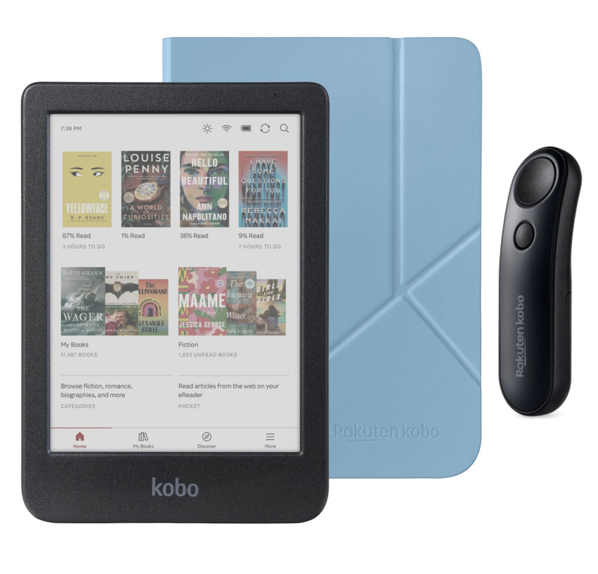 Kobo Clara Colour (Black) eReader with SleepCover & Black Remote Page Turner Bundle