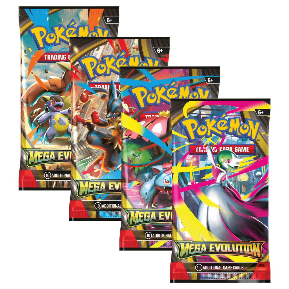 Pokemon ME1 Mega Evolution Art Set | 4 Booster Packs (One of Each Artwork)