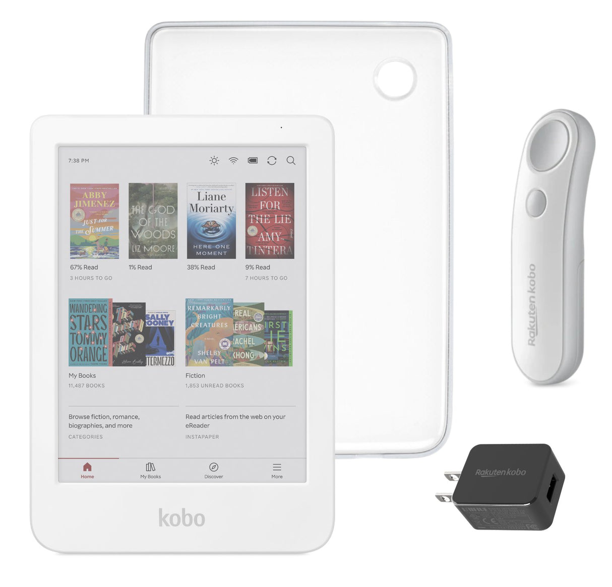 Kobo Clara Colour (White) eReader with SleepCover & White Remote Page Turner Bundle