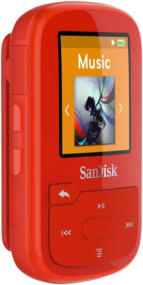 SanDisk 16GB Clip Sport Plus MP3 Player, Red - Bluetooth, LCD Screen, FM Radio - SDMX28-016G-G46R (Certified Refurbished)
