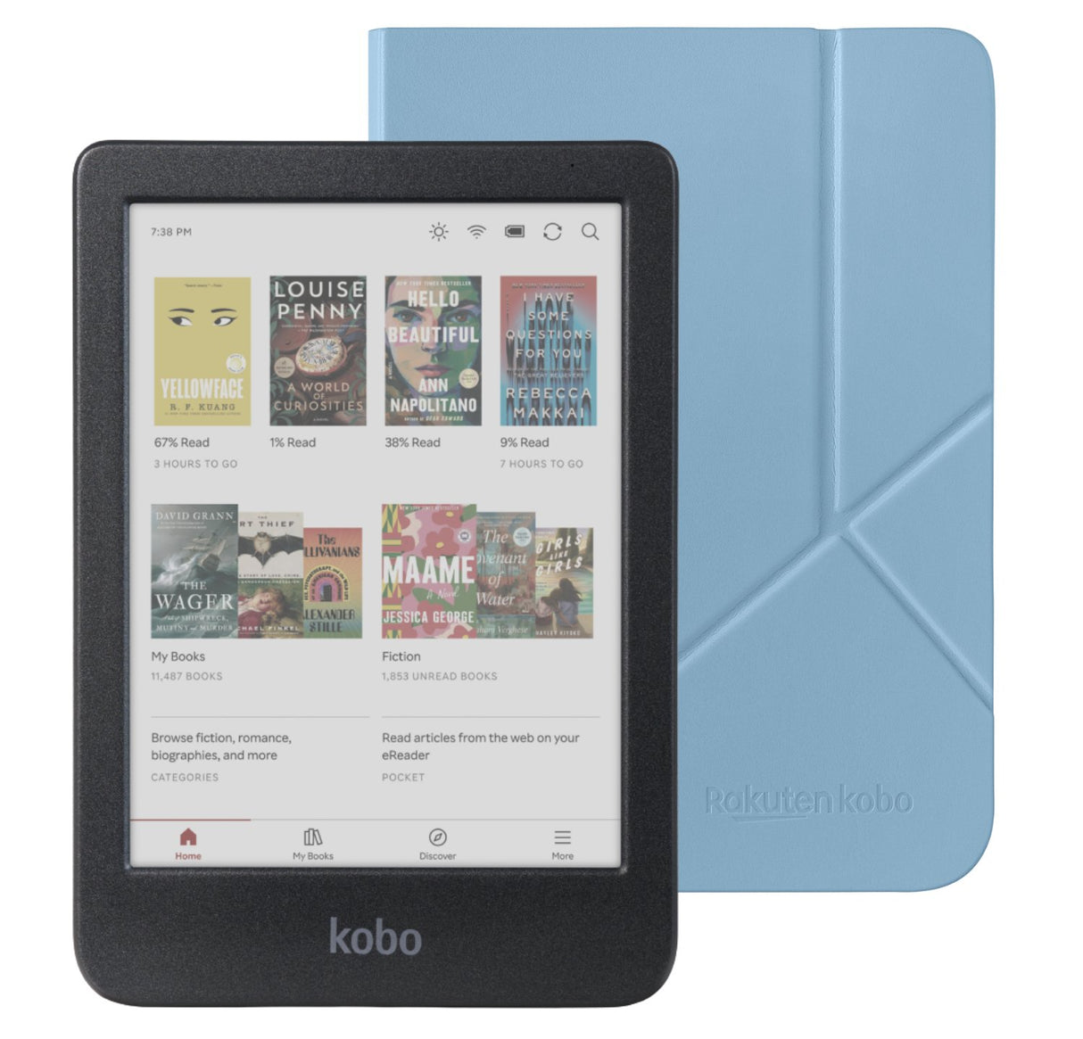 Kobo Clara Colour eReader with Dusk Blue SleepCover Bundle