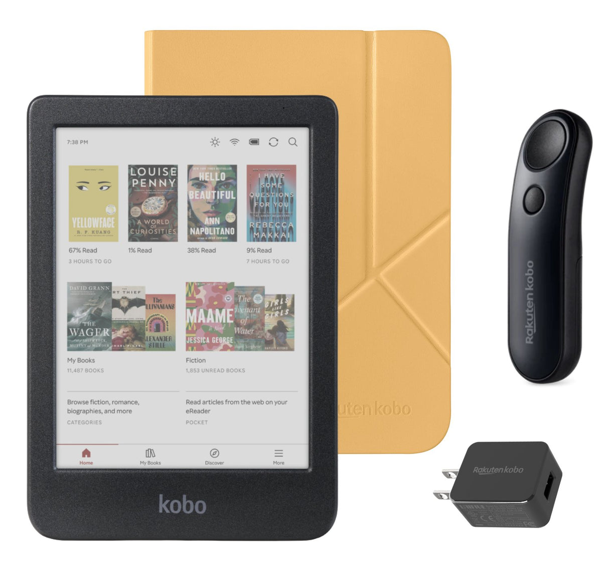Kobo Clara Colour (Black) eReader with SleepCover & Black Remote Page Turner Bundle