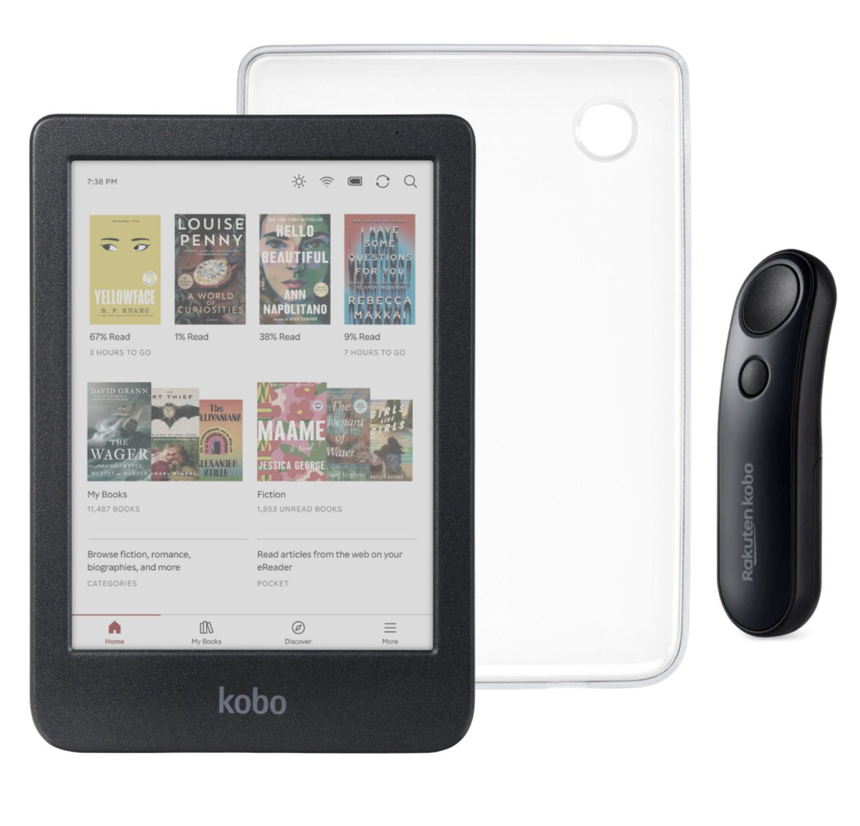Kobo Clara Colour (Black) eReader with SleepCover & Black Remote Page Turner Bundle