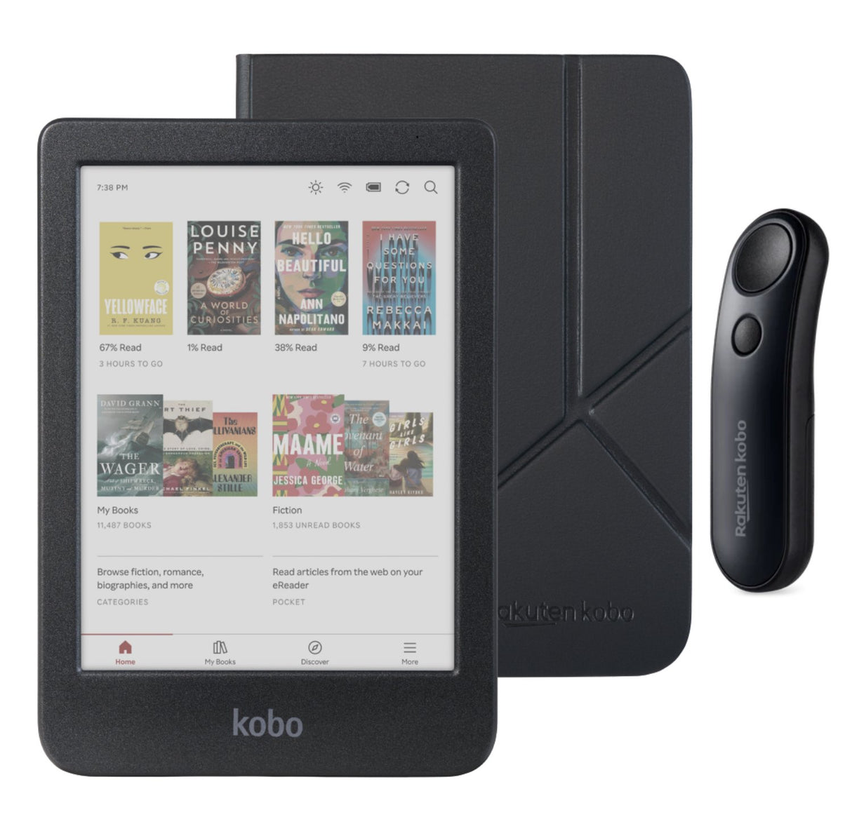 Kobo Clara Colour (Black) eReader with SleepCover & Black Remote Page Turner Bundle