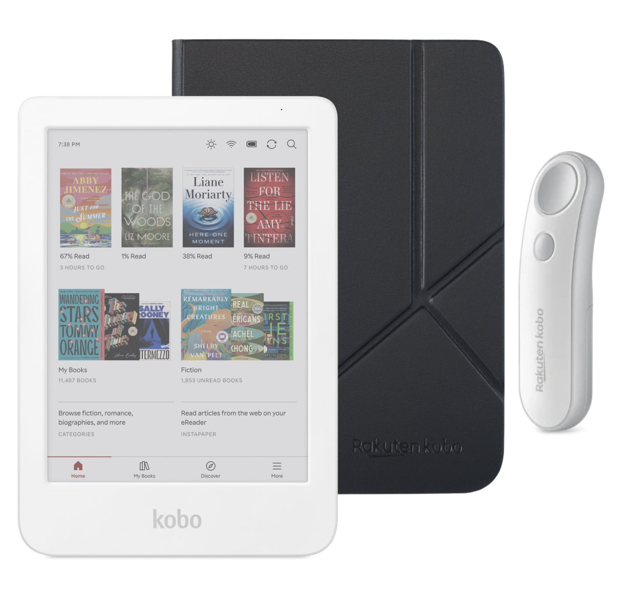 Kobo Clara Colour (White) eReader with SleepCover & White Remote Page Turner Bundle