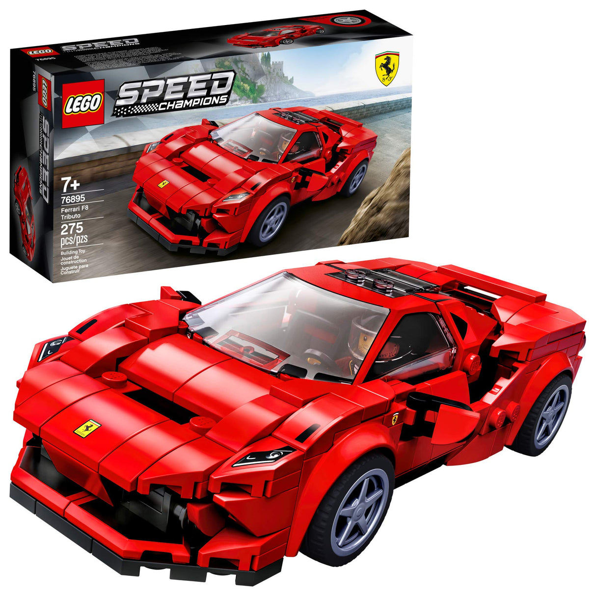LEGO Speed Champions 76895 Ferrari F8 Tributo Toy Cars for Kids, Building Kit Featuring Minifigure, New 2020 (275 Pieces)