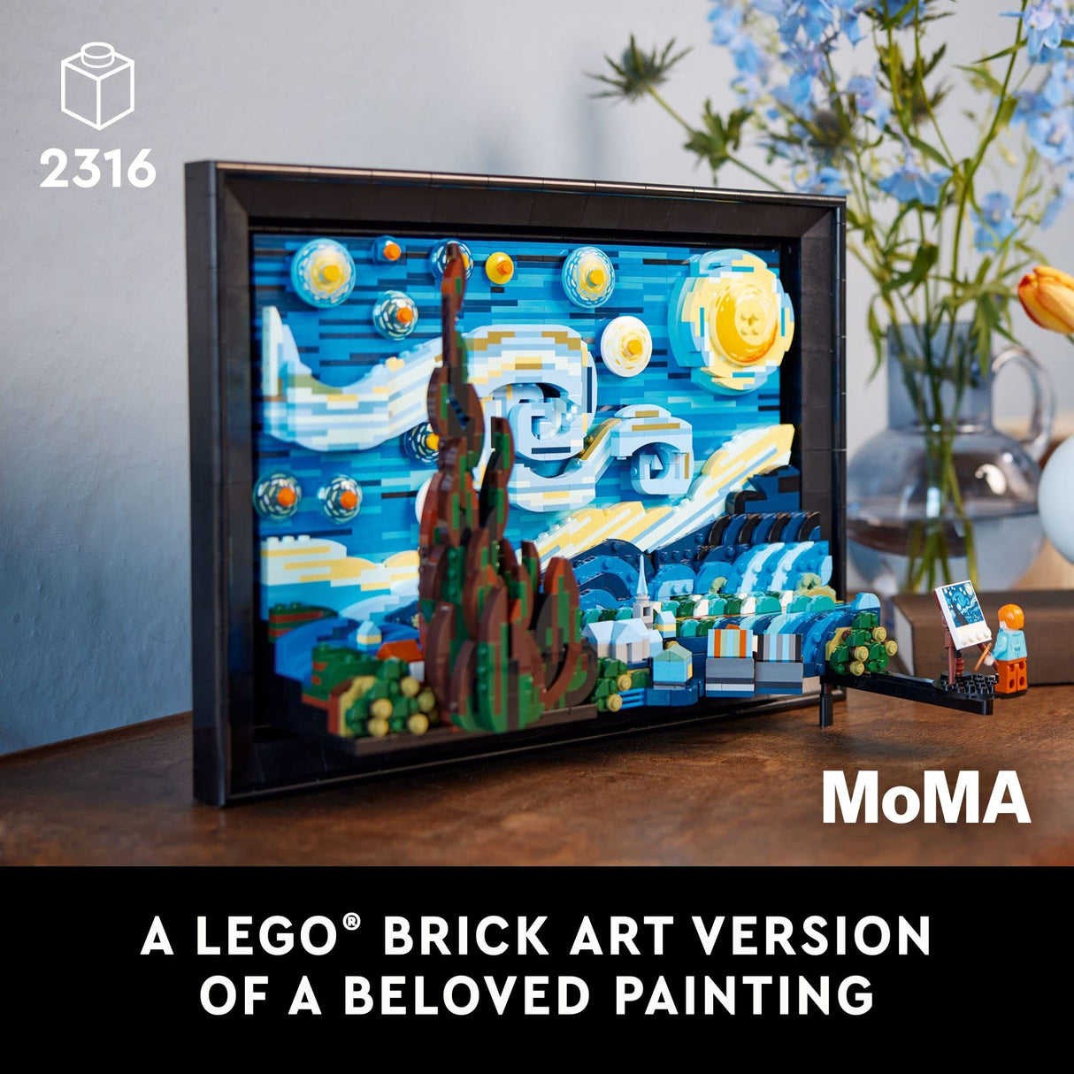 LEGO Ideas Vincent Van Gogh - The Starry Night 21333, Unique 3D Wall Art Home Décor Piece with Artist Minifigure, Creative Crafts Set for Adults