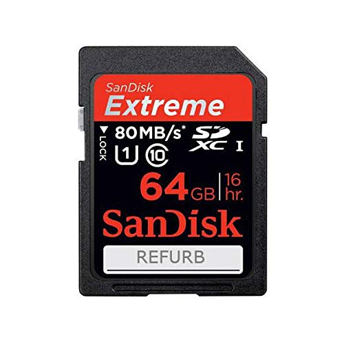 SanDisk 64GB Extreme SDXC Card 80MB/s UHS-1 Class 10 SDSDX-064G (Certified Refurbished)