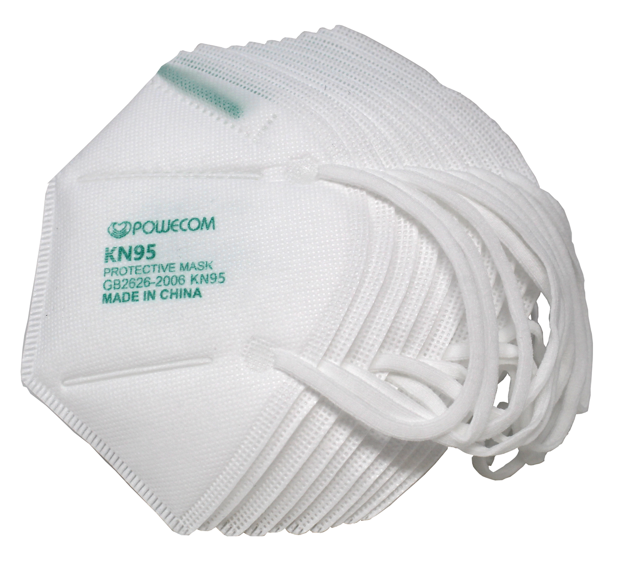 Powecom KN95 Protective Face Mask with Elastic Earloops (Pack of 10 Masks)