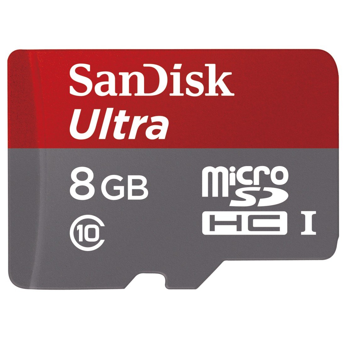 SanDisk Ultra 8GB Class 10 UHS-I MicroSDHC Memory Card with Adapter, Grey / Red, Standard Packaging (SDSDQUAN-008G-G4A)