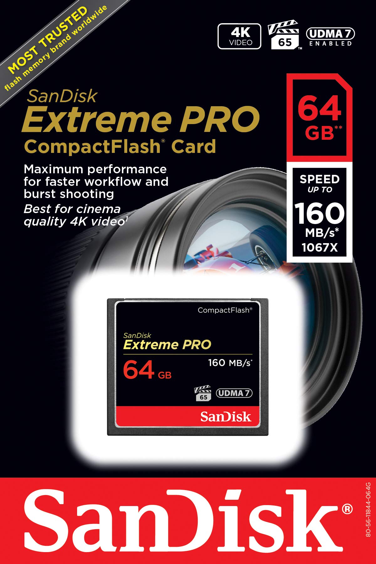SanDisk Extreme PRO 64GB Compact Flash Memory Card UDMA 7 Speed Up To 160MB/s - SDCFXPS-064G-X46