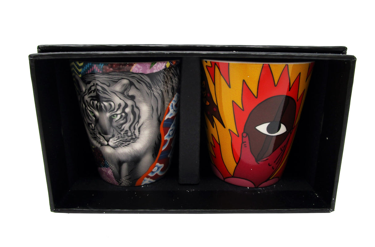 Starbucks Coffee Stories Set with Tristan Eaton and Ricardo Cavolo 3 Oz Demi Mugs