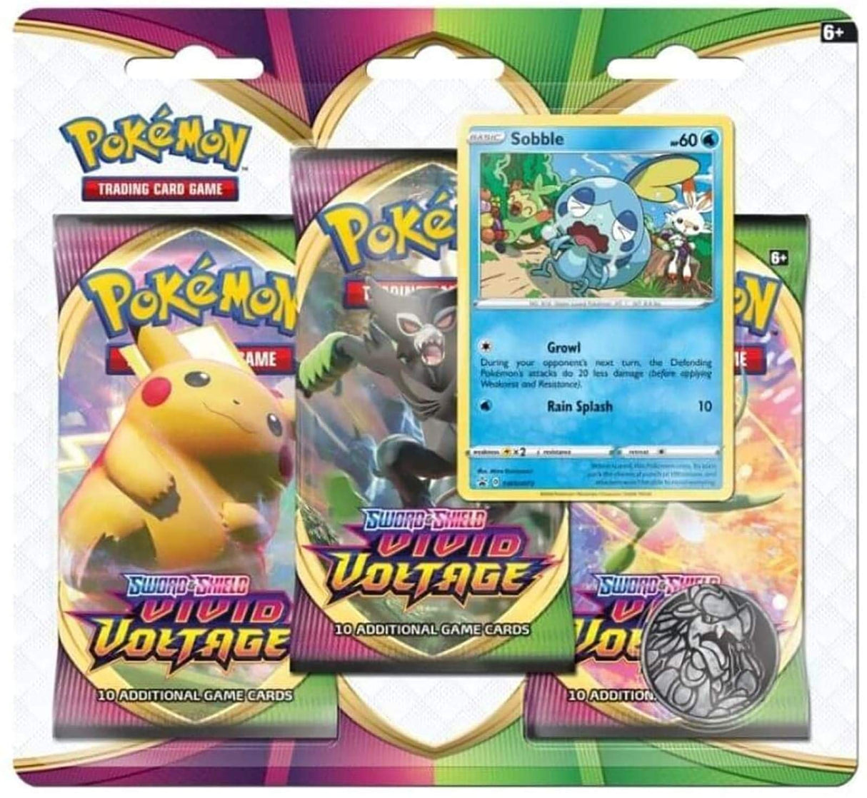 Pokemon TCG: Sword & Shield-Vivid Voltage Three-Booster Blister, Multi (175-80753)